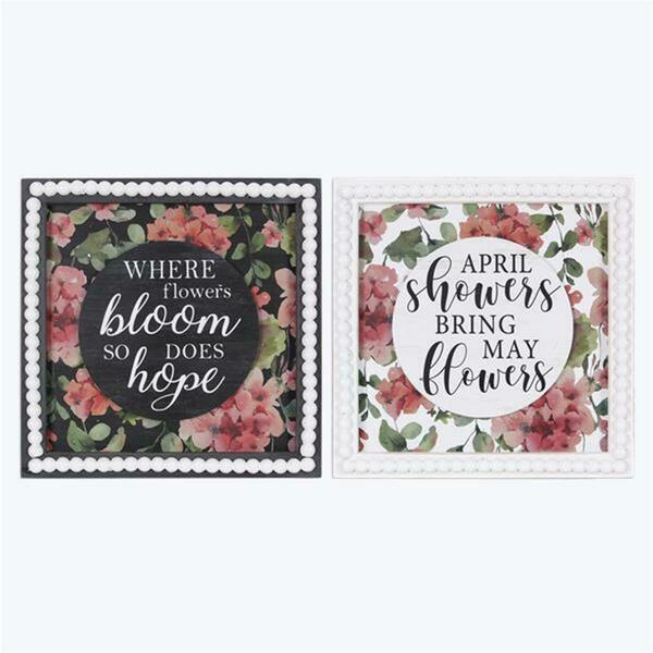 Youngs Wood April Showers & Bloom Wall Sign, Assorted Color - 2 Piece 72490